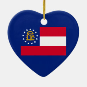 Georgia State Flag Design Decor Ceramic Tree Decoration