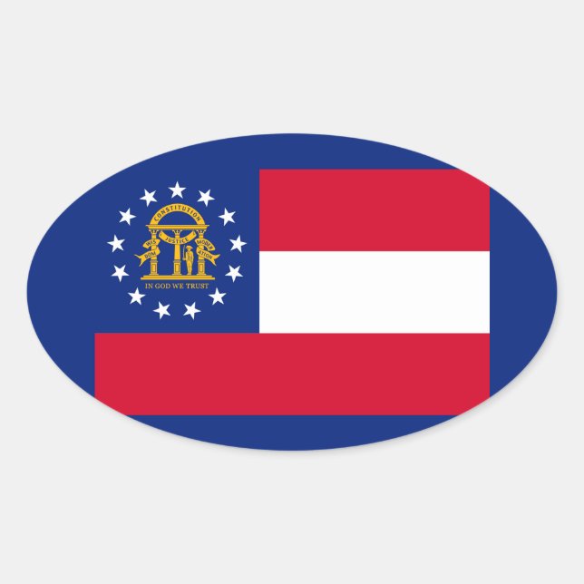 Georgia State Flag Design Oval Sticker (Front)