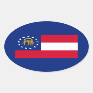 Georgia State Flag Design Oval Sticker