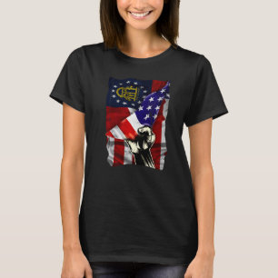 Georgia State Flag Distressed US American Patrioti T-Shirt