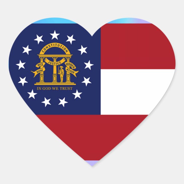 Georgia State Flag Heart Sticker (Front)
