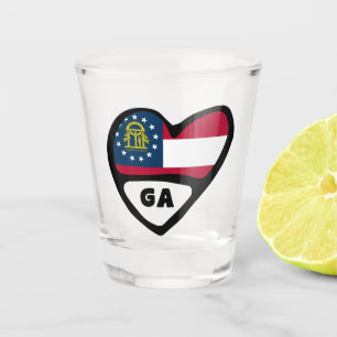 Georgia State Flag In Heart, GA Shot Glass