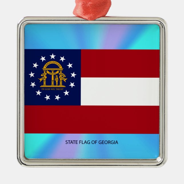 Georgia State Flag Metal Tree Decoration (Front)