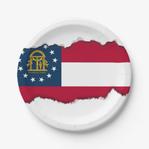 Georgia State Flag Paper Plate