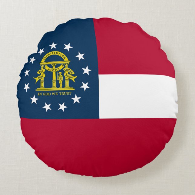 Georgia State Flag Round Cushion (Front)