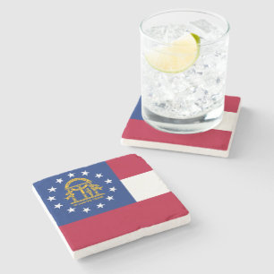 Georgia State Flag Stone Coaster