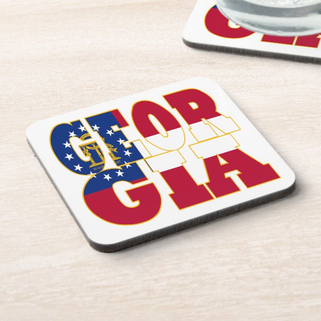 Georgia state flag text coaster (Left Side)