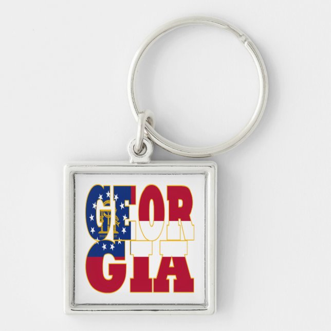 Georgia state flag text key ring (Front)