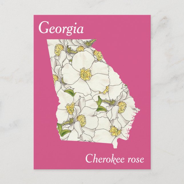 Georgia State Flower Collage Map Postcard (Front)