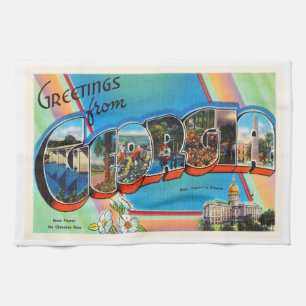 Georgia State GA Old Vintage Travel Souvenir Tea Towel