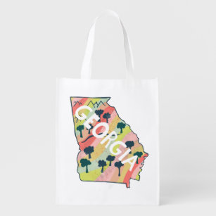 Georgia State Illustrated Map Grocery Bag
