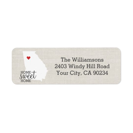Georgia State Love Map Home Sweet Home Custom Return Address Label