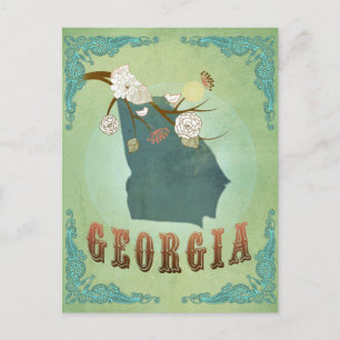 Georgia State Map – Green Postcard
