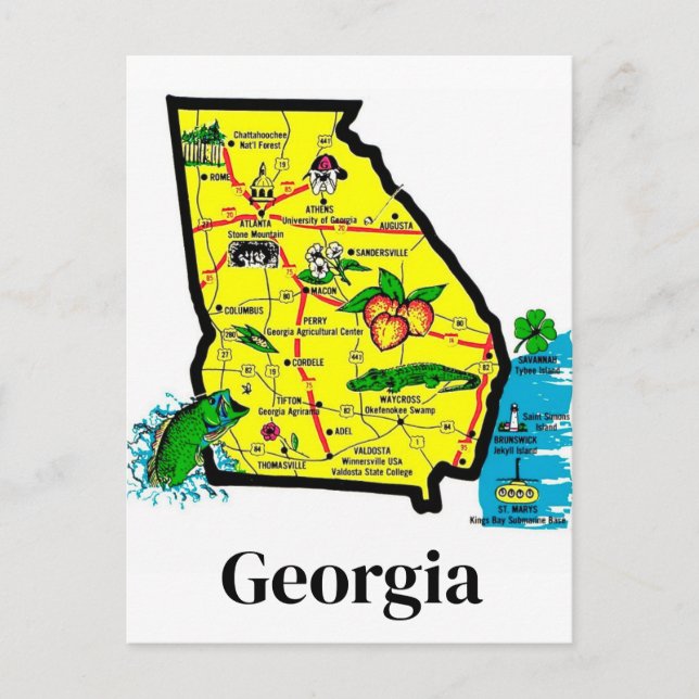 Georgia State Map Postcard (Front)