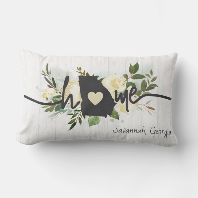 Georgia State Personalised Your Home City Rustic Lumbar Cushion (Front)