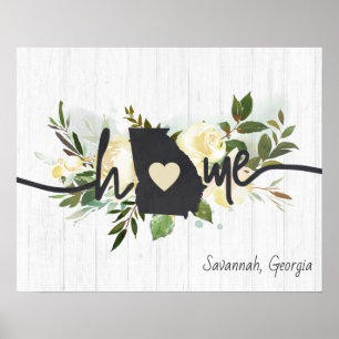 Georgia State Personalised Your Home City Rustic Poster