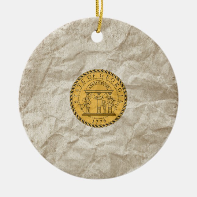 Georgia State Seal Ceramic Tree Decoration (Front)