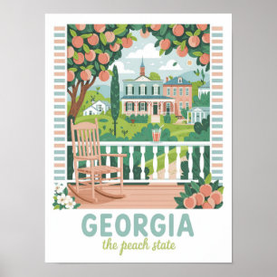 Georgia the Peach State USA Summer Travel Poster