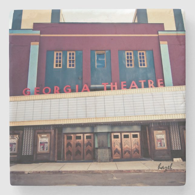 Georgia Theatre Athens Georgia Marble Coaster. Stone Coaster (Front)