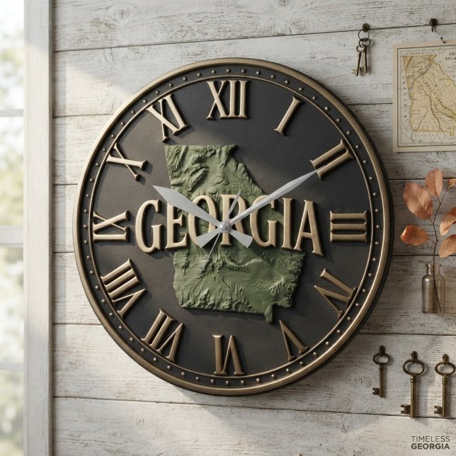 Georgia Topographic State Map Bold Modern Large Clock (Creator Uploaded)