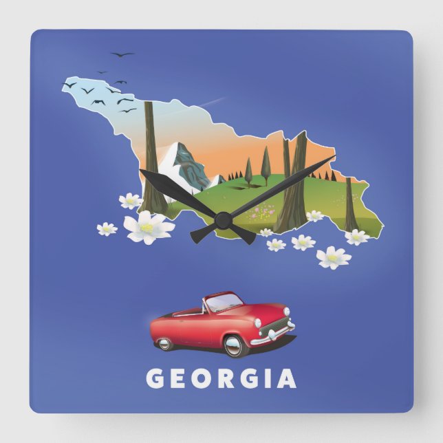 Georgia travel poster square wall clock (Front)