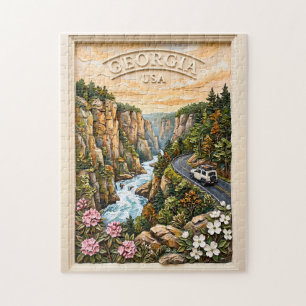Georgia US Road Trip Vintage 3D Textured Landscape Jigsaw Puzzle