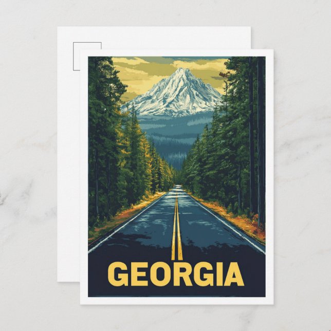 Georgia USA Art Vintage Illustration Travel Postcard (Front/Back)