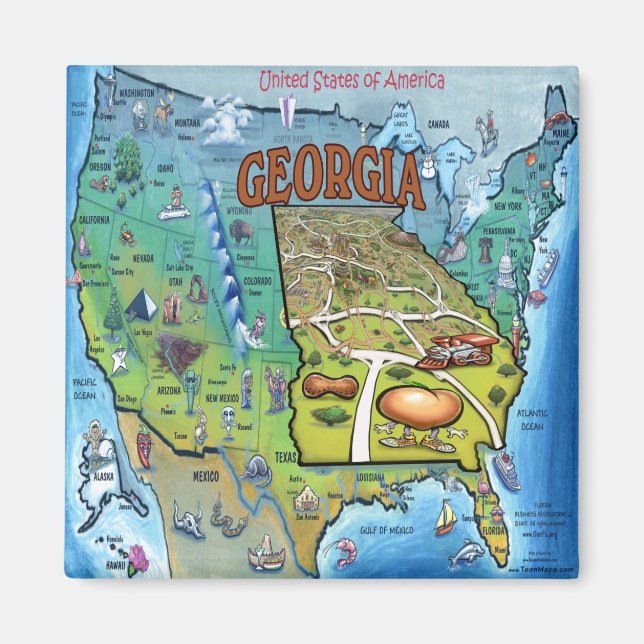 Georgia USA Map Magnet (Front)