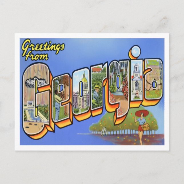 Georgia Vintage Big Letters Postcard (Front)