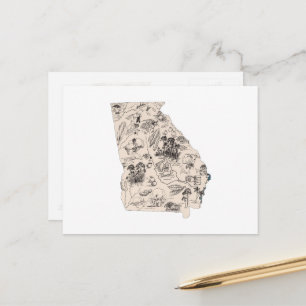 Georgia Vintage Picture Map Antique State Chart Postcard