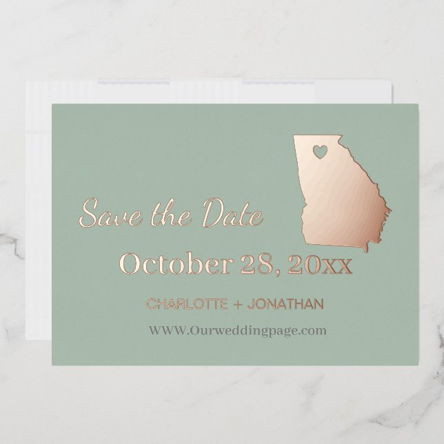 Georgia Wedding Save The Date Rose Gold   (Envelope)