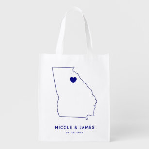 Georgia Wedding Welcome Bag Navy Tote with Map