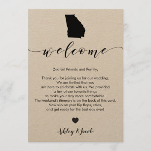 Georgia Wedding Welcome Letter & Itinerary Card