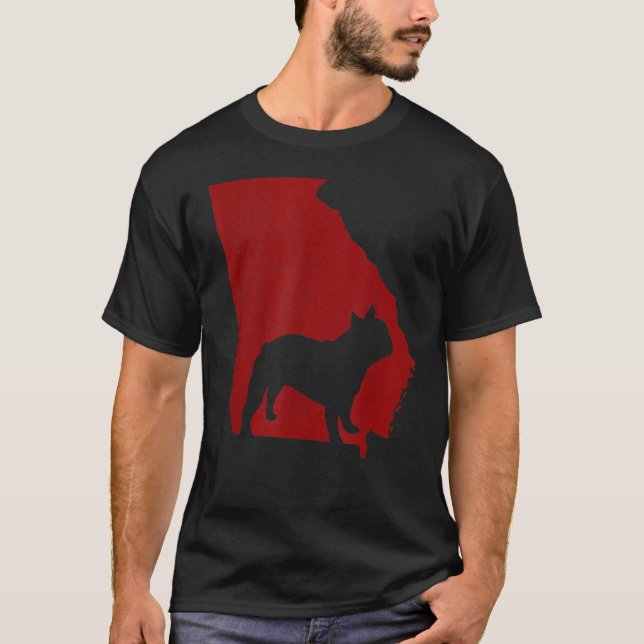 Georgia with Bulldog Distressed Red Dog Lover Shir T-Shirt (Front)