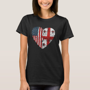 Georgian American Flags Heart United States Georgi T-Shirt