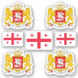 Georgian coat of arms and flag Sticker