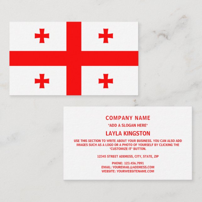 Georgian Flag, Flag of Georgia Business Card (Front/Back)