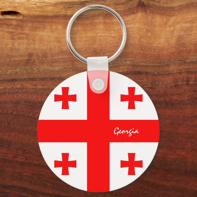 Georgian Flag & Georgia holiday, patriots / sports Key Ring (Front)