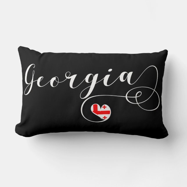 Georgian Flag in Heart, Georgia Lumbar Cushion (Front)