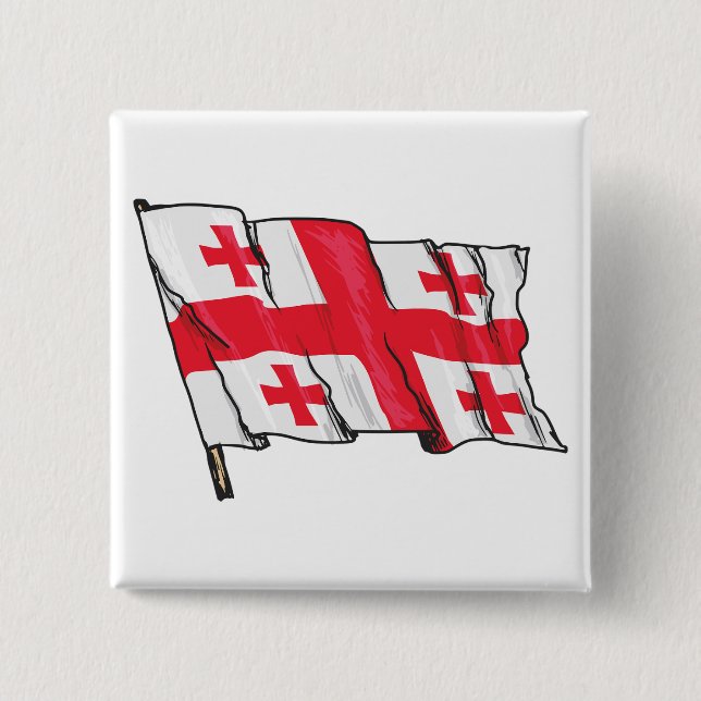 Georgian Flag Red and White Cross 15 Cm Square Badge (Front)