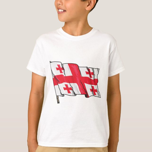 Georgian Flag Red and White Cross T-Shirt (Front)