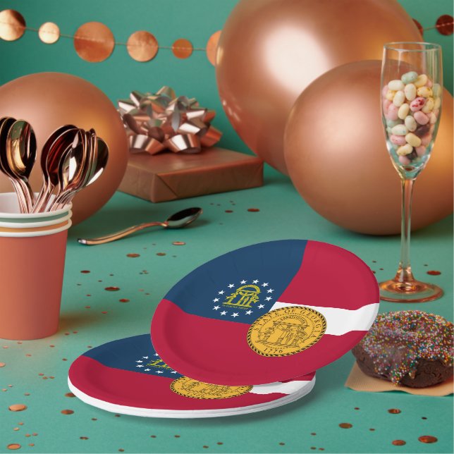 Georgian Flag & Seal, Flag of Georgia Paper Plate (Multi)