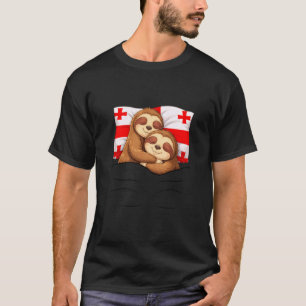 Georgian Flag Sloth Pajama Sleepover Sleeping Geor T-Shirt
