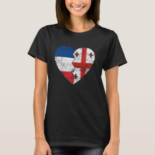 Georgian French Flags Heart France Georgia Roots T-Shirt