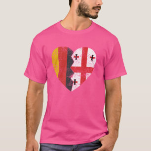 Georgian German Flag Heart Germany Georgia Flag R T-Shirt