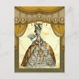 Georgian Lady with a fan - Gold Postcard