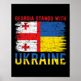 Georgian-ukrainian Flag Flag - Friendly Countries  Poster