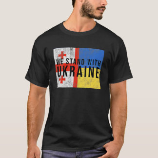 Georgian Ukrainian Flag Flag Friendly Countries T-Shirt