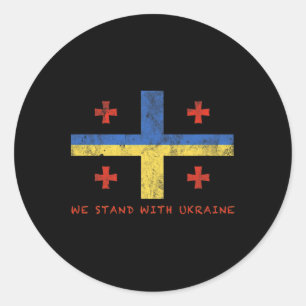 Georgian-ukrainian Flag - Friendly Countries  Classic Round Sticker
