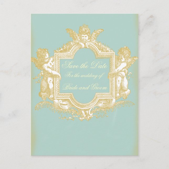 Georgiana (Marie Antoinette Blue) Save the Date Announcement Postcard (Front)